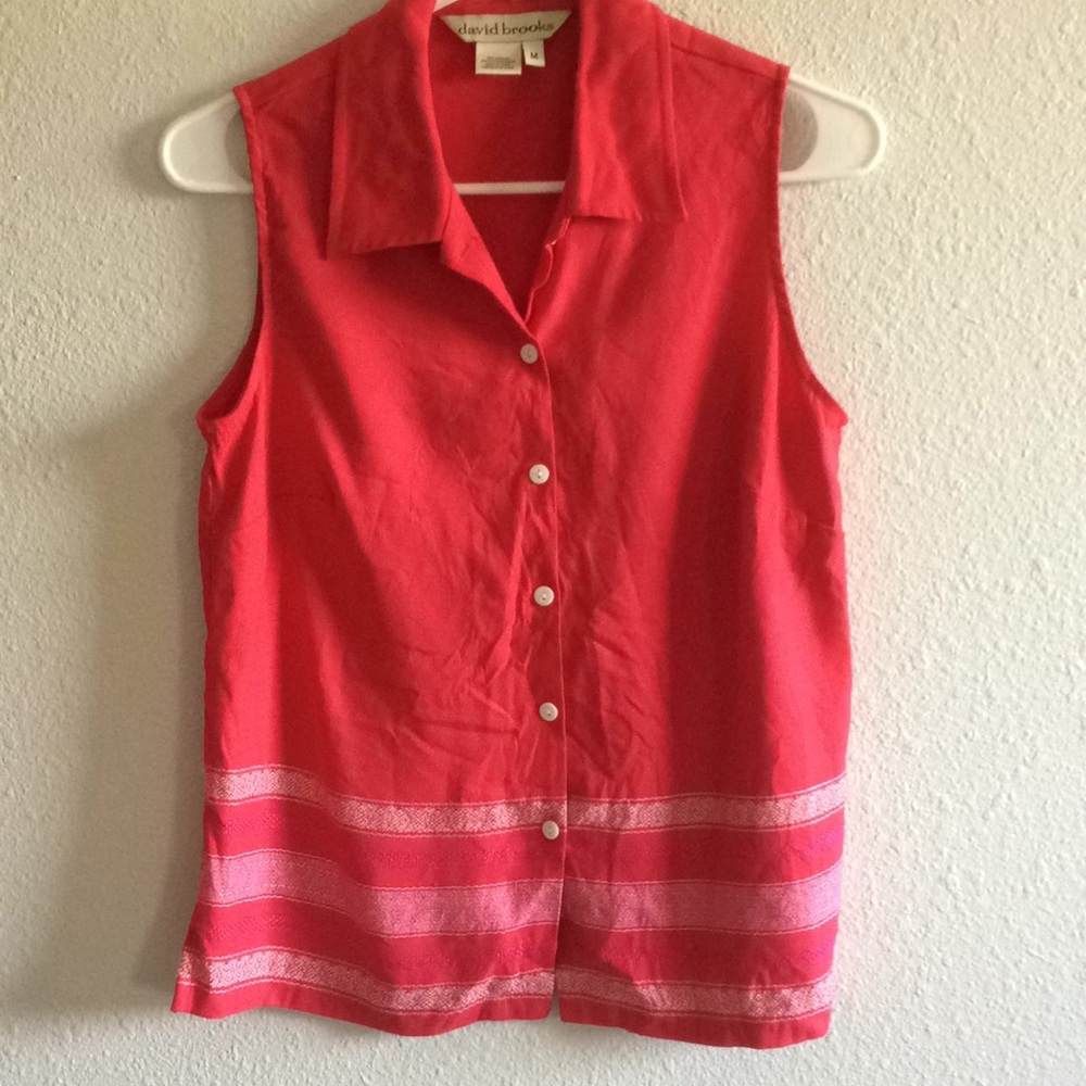 Raspberry pink sleeveless button up top