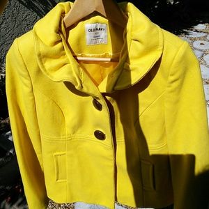 Old Navy Bright Yellow Wool Women's Pea Coat Small