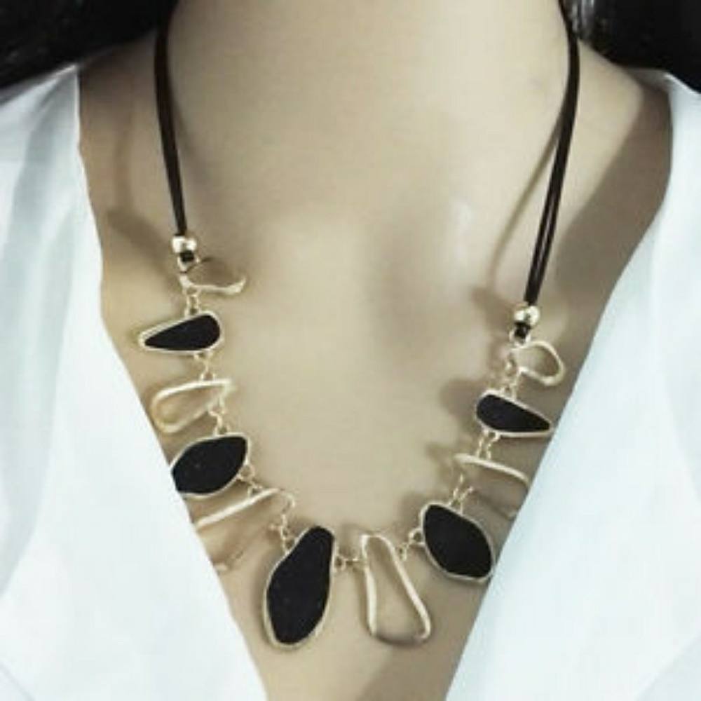 Gold Black Statement Necklace