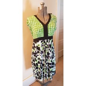 Motherhood Maternity L green black white dress