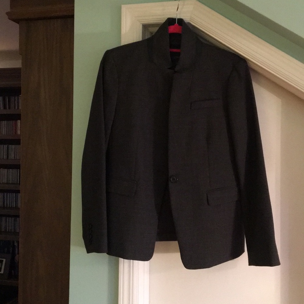 J Crew gray notch stand up collar blazer 12P