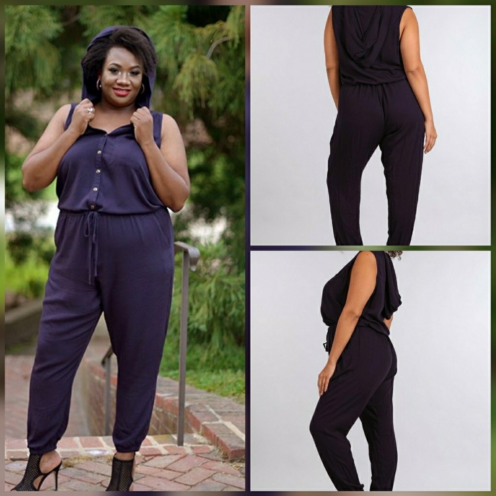 🌟Plus Navy Blue Hoodie Jumpsuit 🌟
