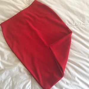 Red midi bodycon skirt