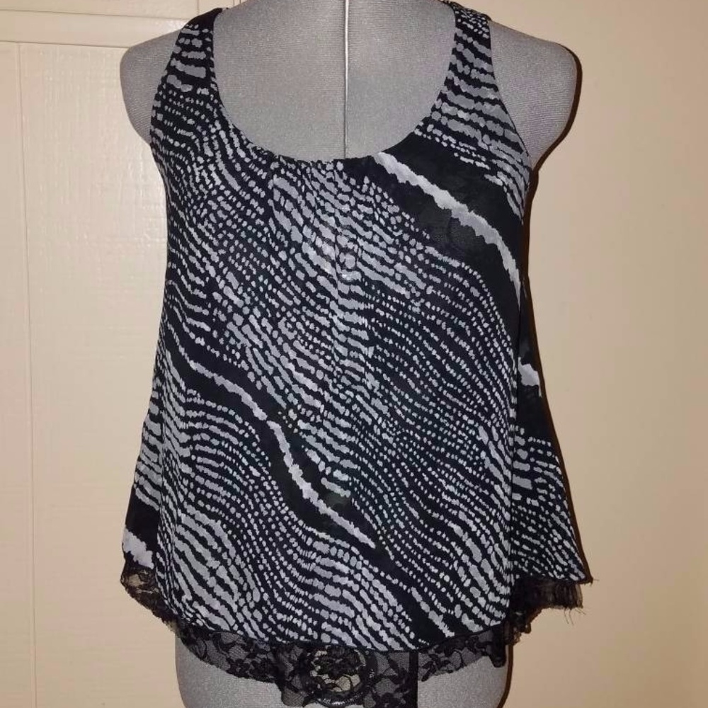 Black white under lace racerback tank