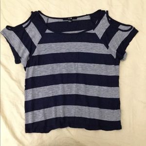 Free: Forever 21 Blue and Grey Cold Shoulder Top
