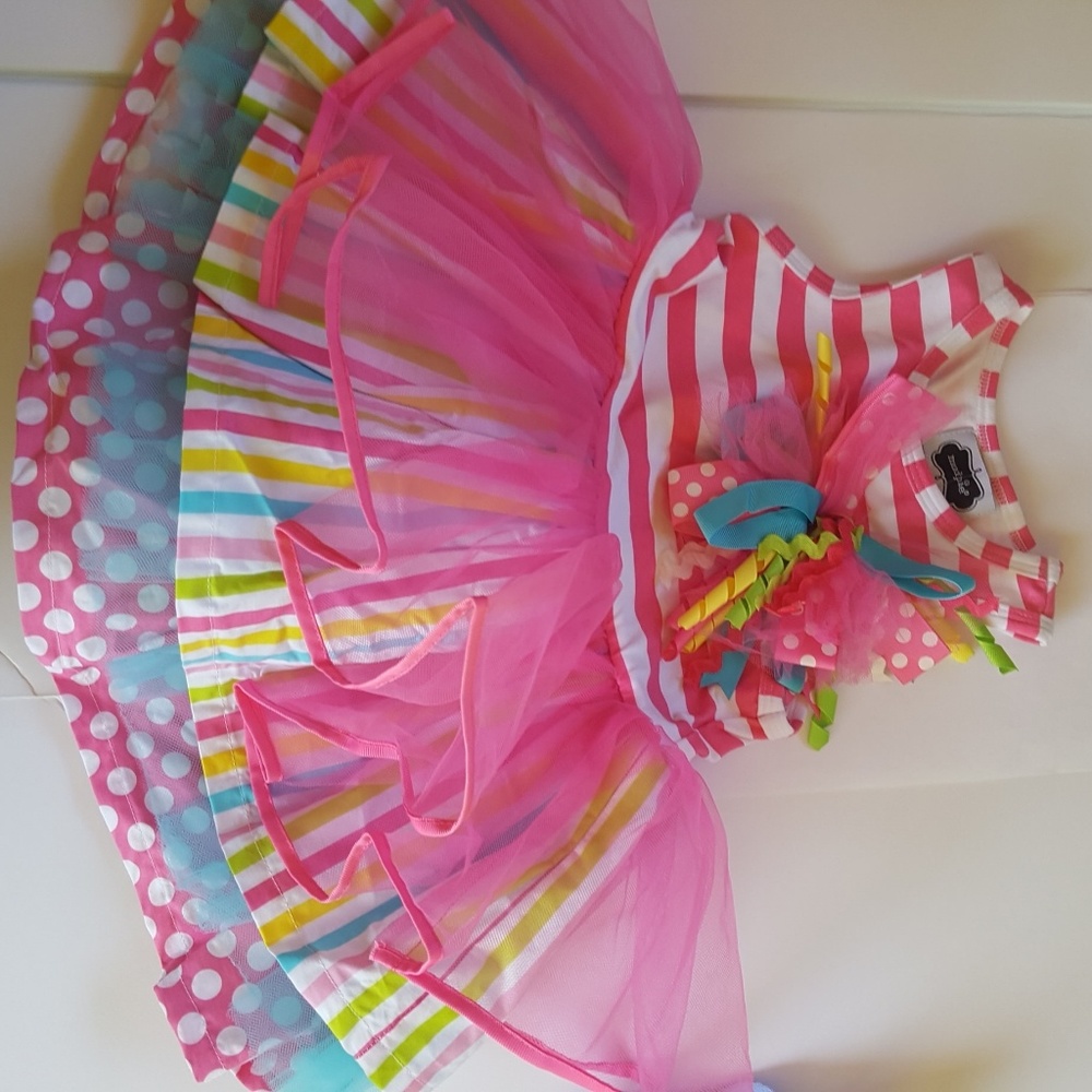 Pink colorful ruffle dress with a tutu