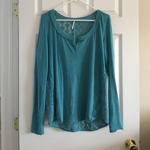 Free People Long Sleeved blue Shirt