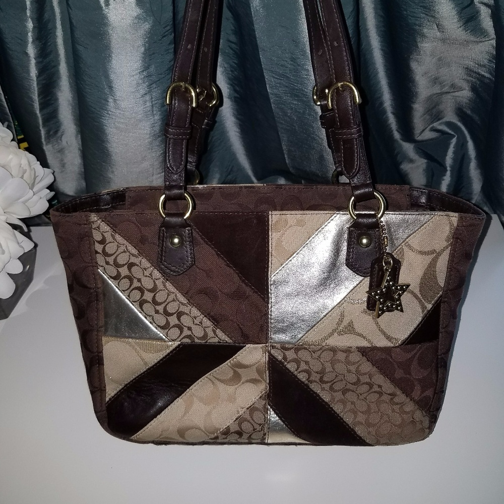 RARE Coach Chevron Patchwork Handbag