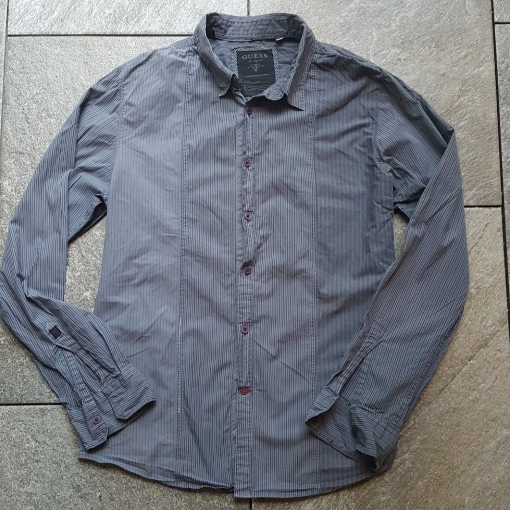Guess Men's Striped Button Down  Shirt