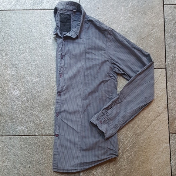 Guess Men's Striped Button Down Shirt - Picture 8 of 8