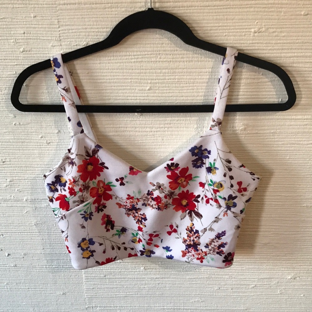 Express Floral Crop Tank with Open Back
