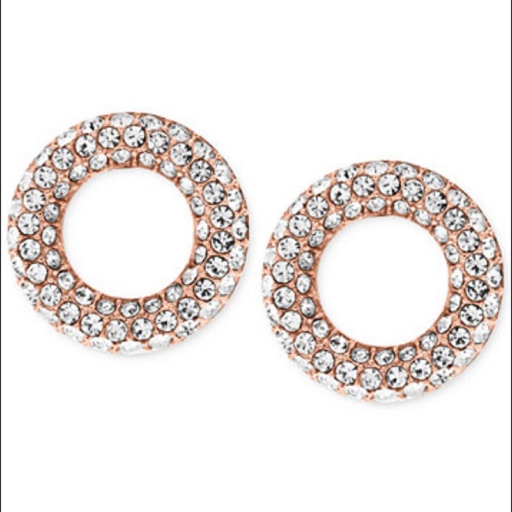 Rose gold Michael Kors pave earrings