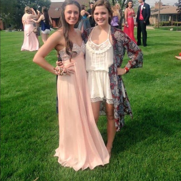 Long coral prom dress - Picture 2 of 2