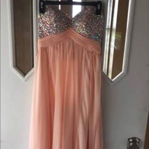 Long coral prom dress