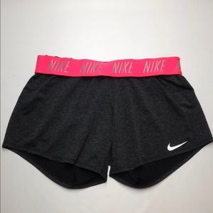 NIKE DRI FIT SHORTS SIZE S GRAY NEON PINK