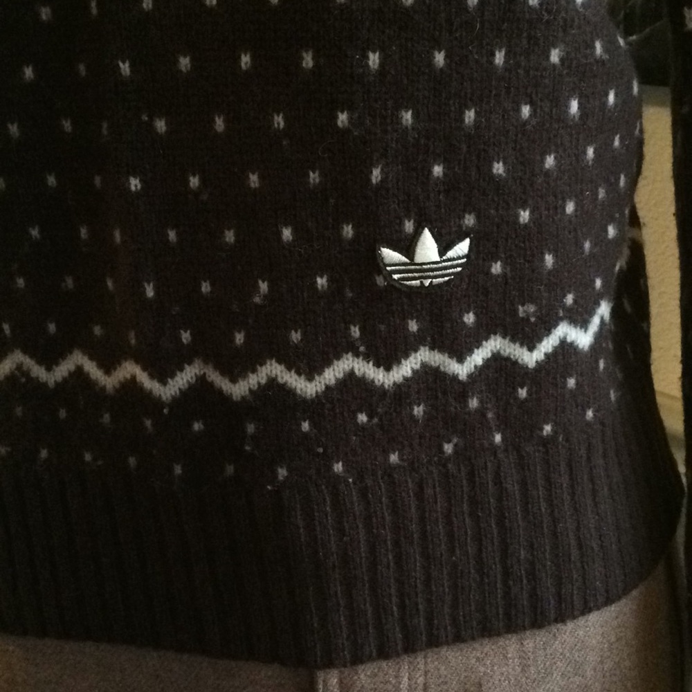 Rare Adidas Wooly Feel Cotton Three Stripe Sweater - Picture 2 of 6