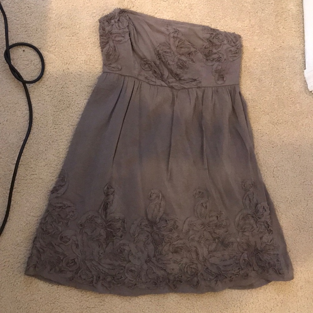 Brown strapless subtle flower design Francesca's