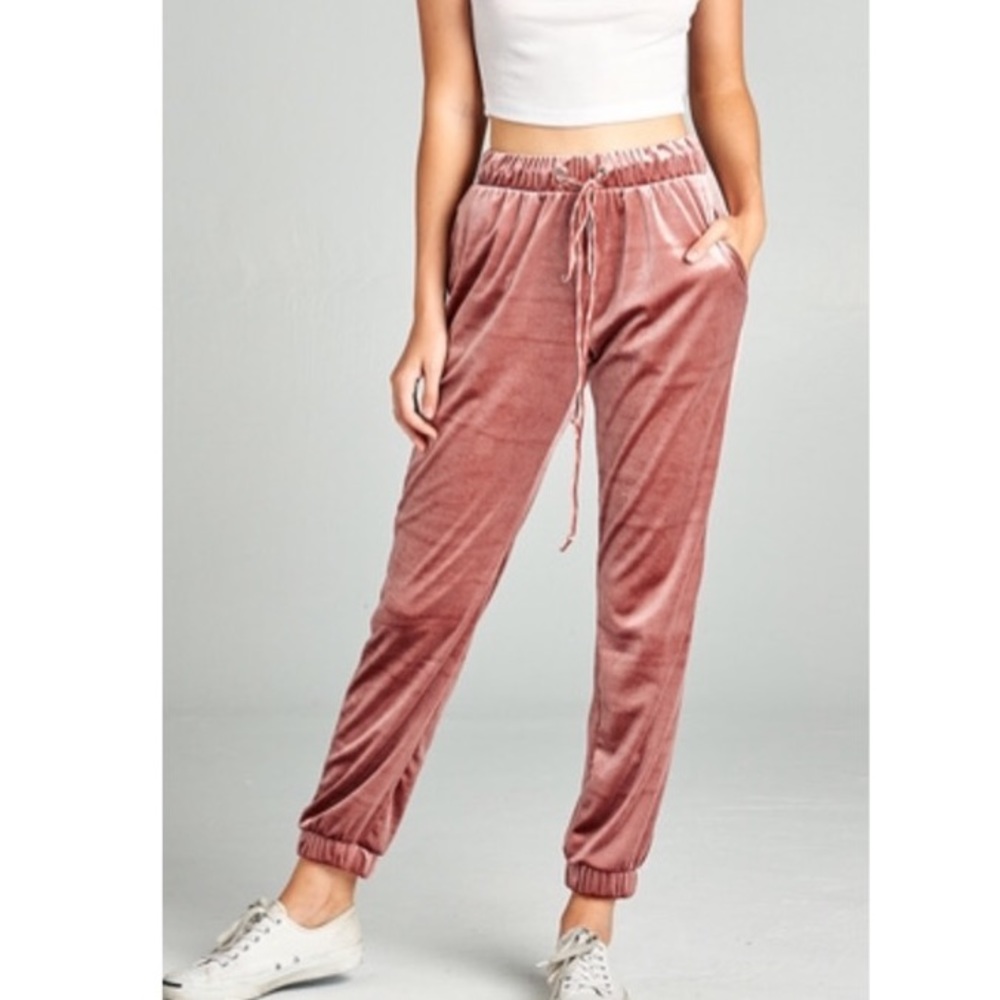 VELVET JOGGER PANTS - Picture 2 of 5
