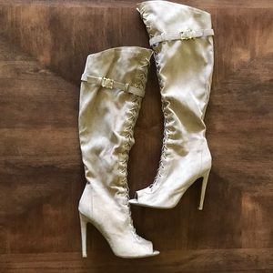Knee High Suede Lace Up Boots