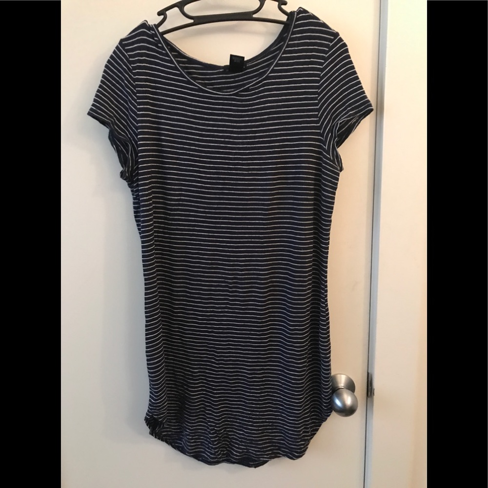 Short Blue & White Wet Seal Bodycon Striped Dress