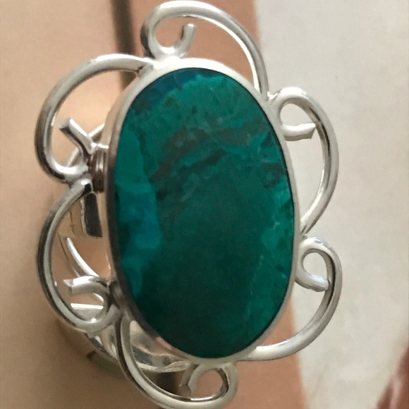 Handmade Silver Flower Turquoise Ring Brand New - Picture 4 of 6