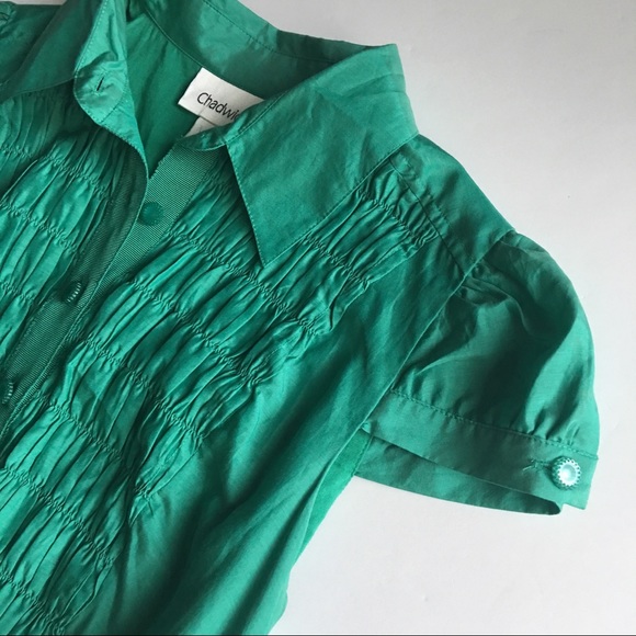 ❌SOLD❌ € Chadwick's Green Silk Dress D46 - Picture 3 of 8