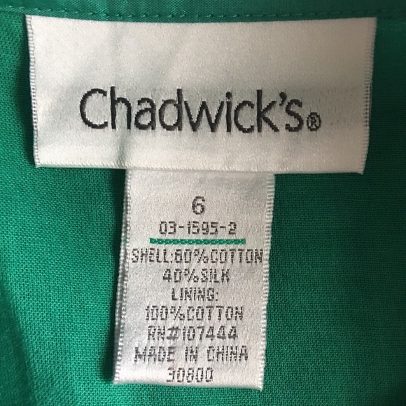 ❌SOLD❌ € Chadwick's Green Silk Dress D46 - Picture 8 of 8