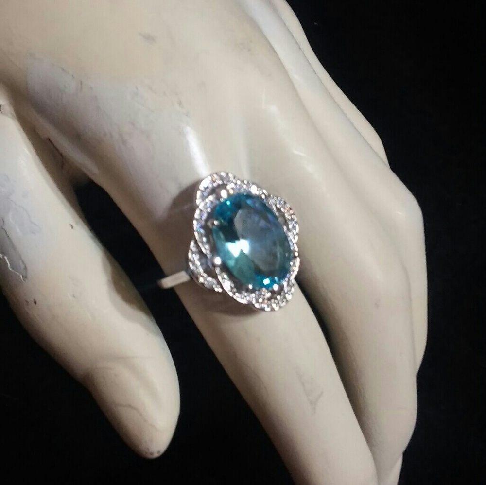 Aqua Marine Silver Ring