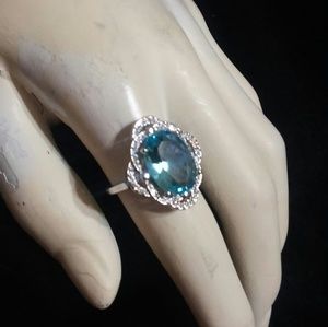 Aqua Marine Silver Ring