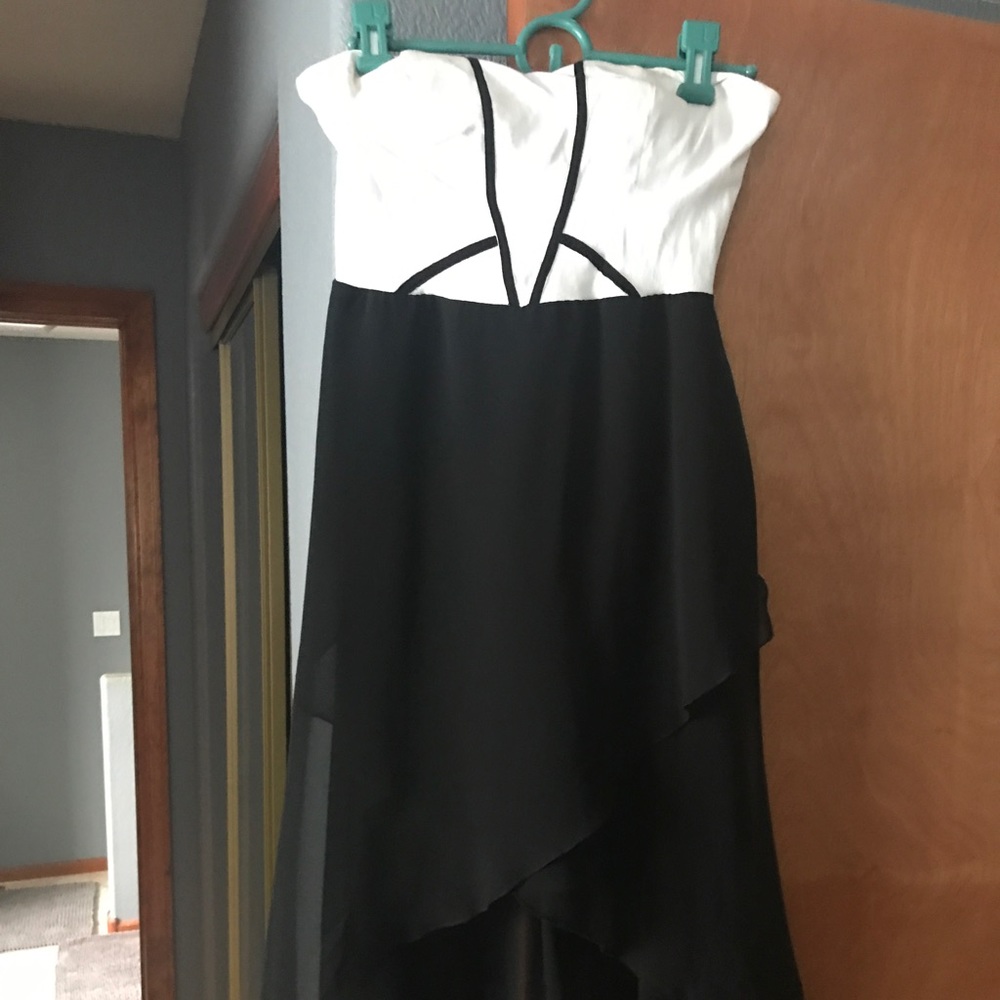 Black and white high-low dress