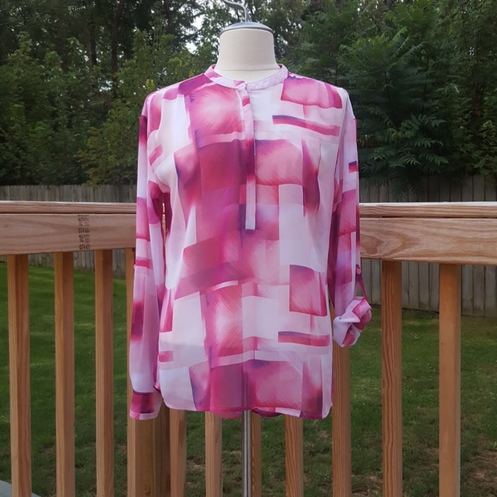 Pink colorblock long sleeved top (L)