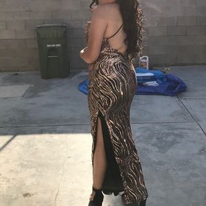 Long backless dress with slit