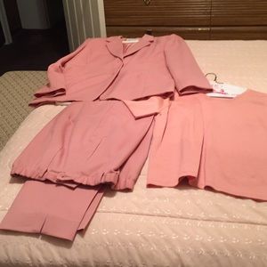 3 piece pink pant suit