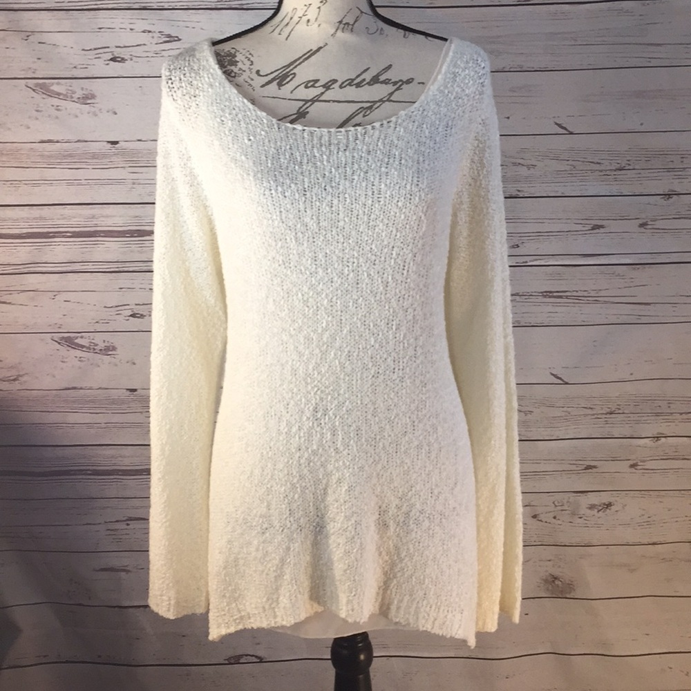 Olivia sky lightweight sweater 1x cream white