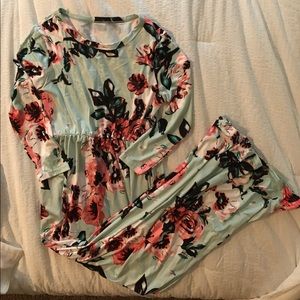 Sea foam floral maxi dress