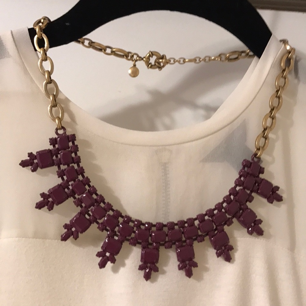 Purple detail and gold link chain j crew necklace.