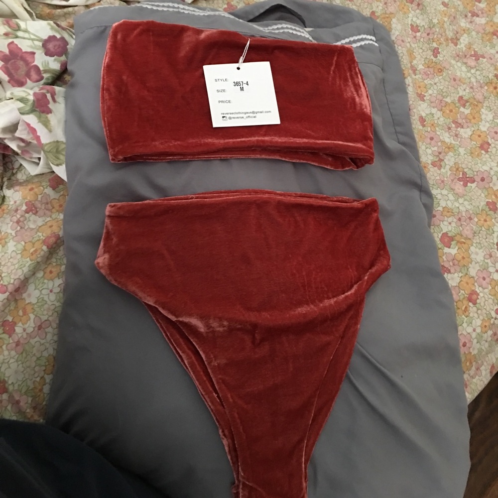 orange suede high waisted to piece set