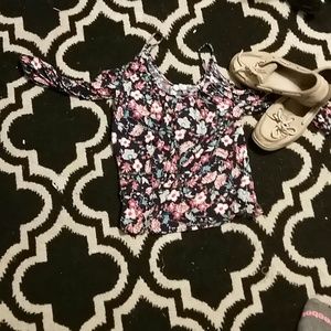 Floral cold shoulder shirt