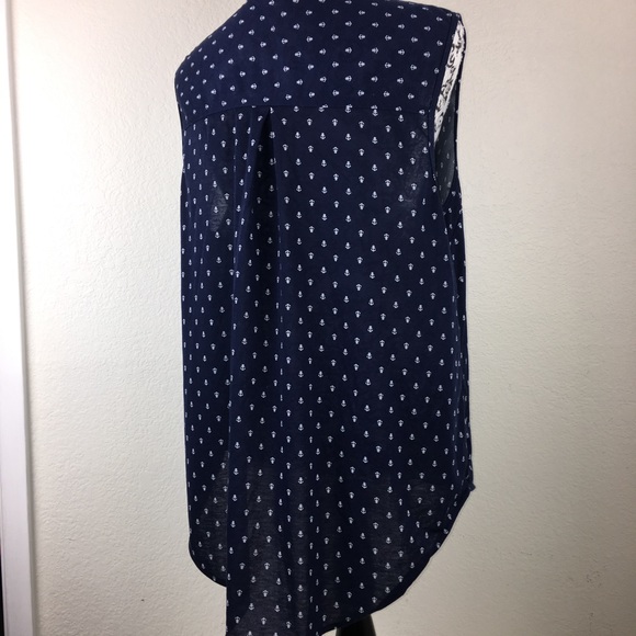 Navy Blue Button Up with White Anchors - Picture 3 of 3