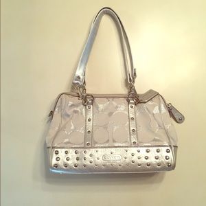 Coach bag. A silvery white color. Like new.