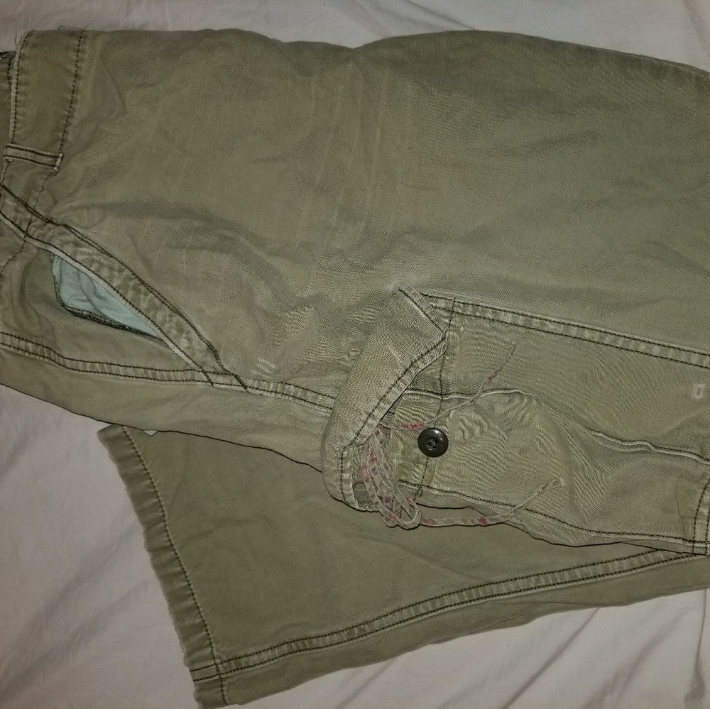 Women's cargo, olive colored capris