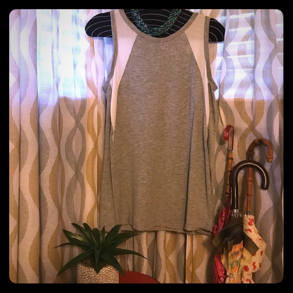 Swing Top with Sheer White Shoulder Detail