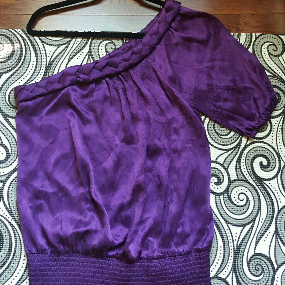 Bebe Purple Silk Braided Top M