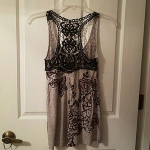 Grey and black floral long tank  NEW WITH TAGS