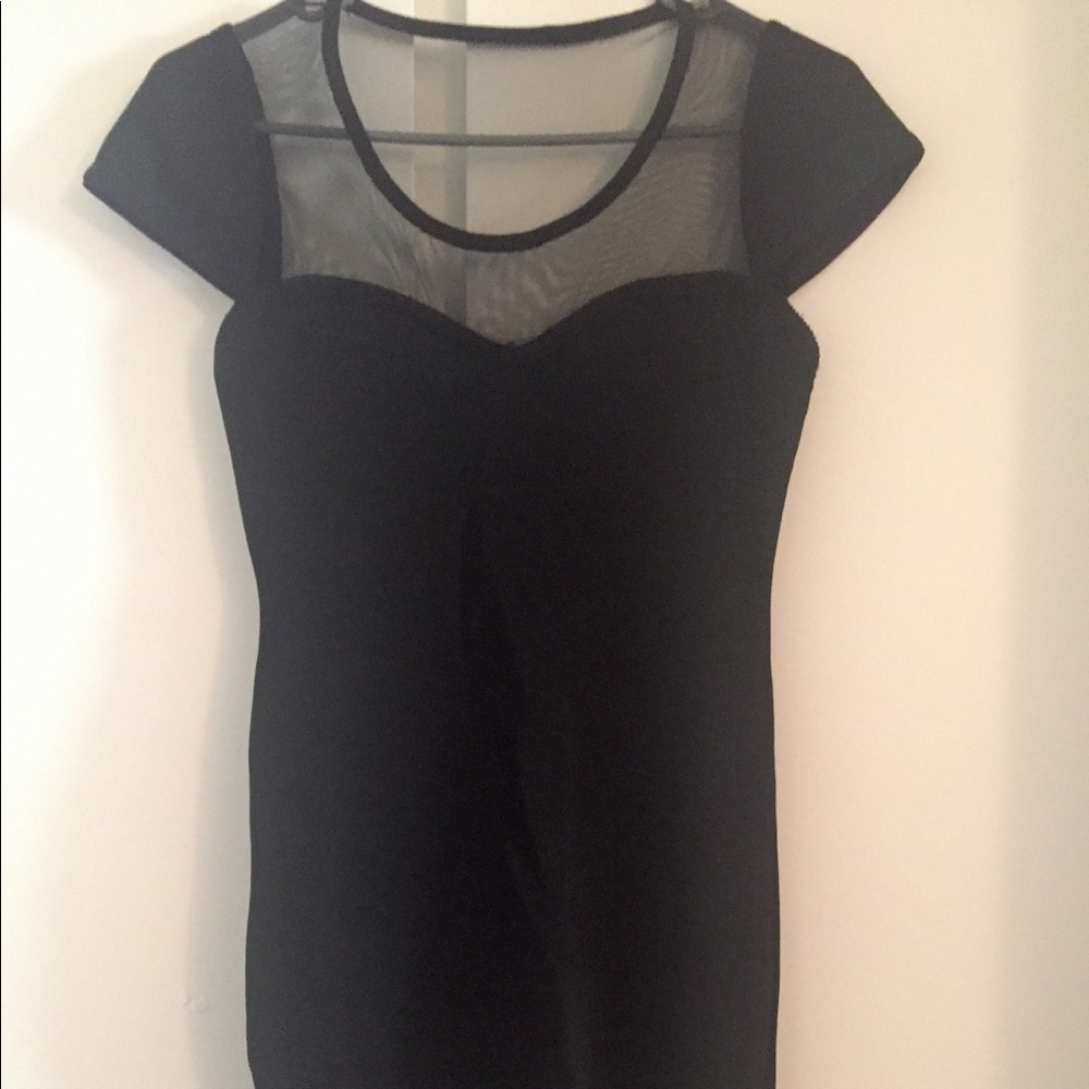 Curve Fitting Sheer Little Black Dress