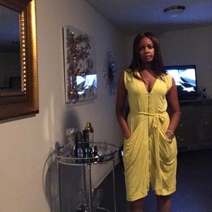 BCBG yellow zip wrap dress