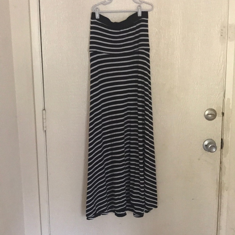 Black and White Striped maxi Skirt