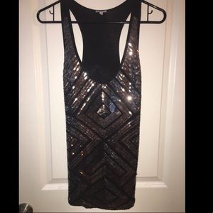 Black sequined razor back tank
