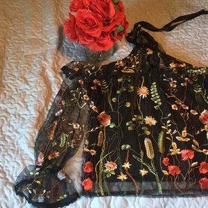 Beautiful mesh off the shoulder blouse