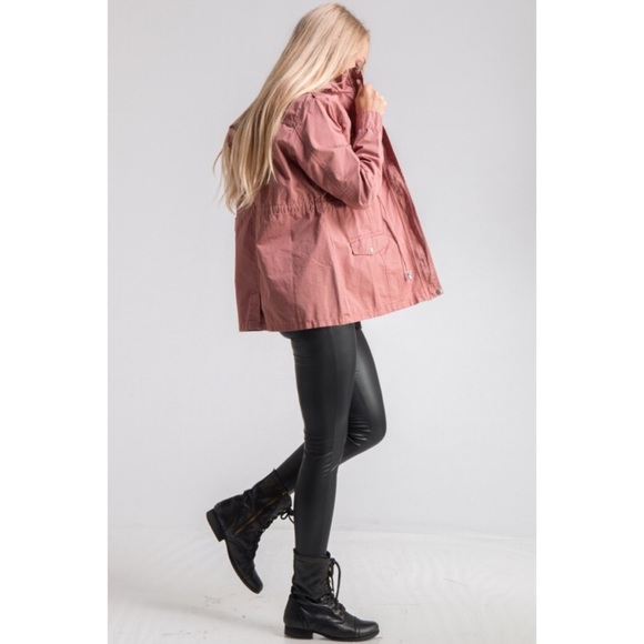 Drawstring Utility Jacket-MAUVE - Picture 4 of 7